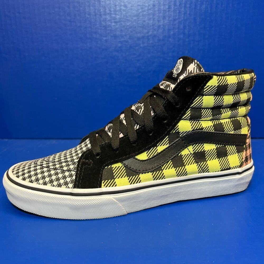 Vans Sk8 Hi Reissue Buffalo Mix Plaid Sneakers Yellow Youth M7 VN0A3QPF03K
